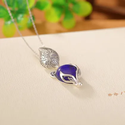 Lapis Lazuli Vintage Silver Nine-Tailed Fox Pendants