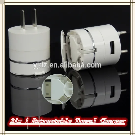 Multifunction 3in1 Retractable UK Travel Battery Charger for Smartphone