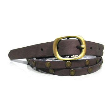 Studded top grain leather children belt of 2014