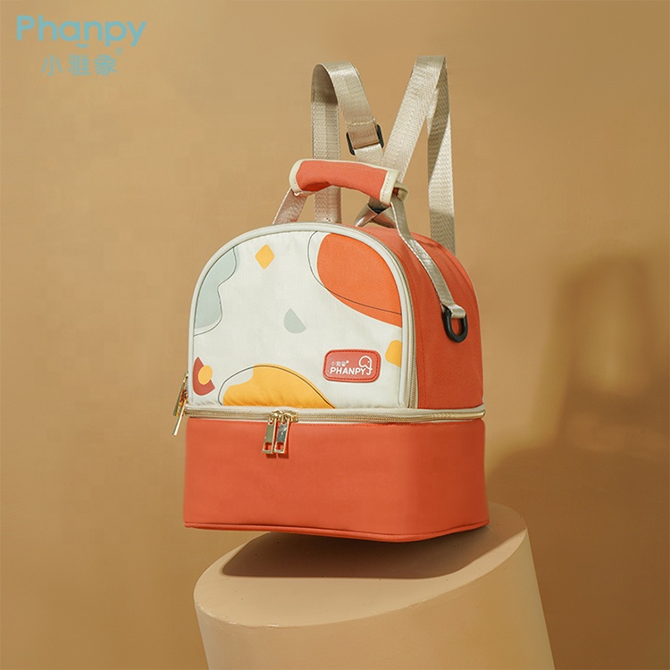 Mochila con enfriador de leche materna con estampado Matisse-Naranja