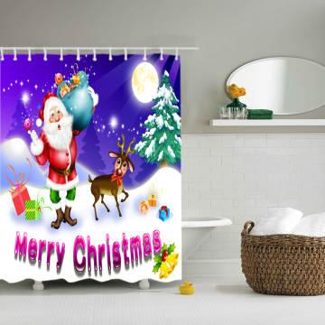 Hot sale new design print polyester hookless shower curtain rings