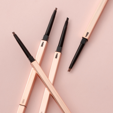 2024 Wholesale Waterproof Vegan Eyebrow Pencil with Gold Brush and Double-Ended Creamy Micro Fine Pencil