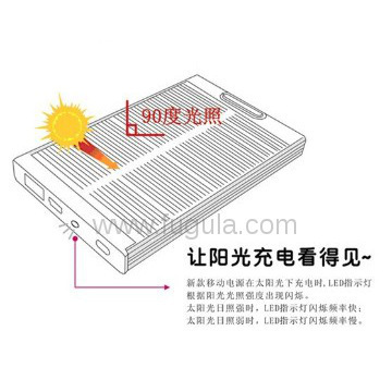 Silver aluminum alloy solar charger with dual voltage 5V and 9V