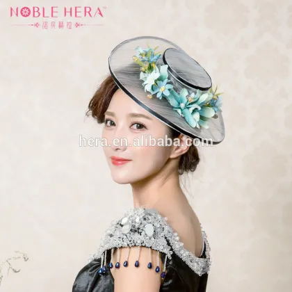 Latest Design Black Adult Party Fascinator Sinamay Hats with Flower