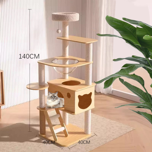 Modern Wooden Cat House Scratch Friendly Design