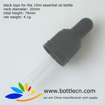 10ml 20mm black polypropylene tops bulb glass droppers