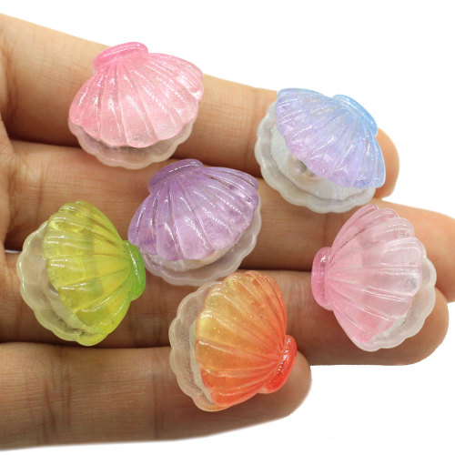 Colorful 3D Scallop Shell Resin Embellishment Cute Clam Seashell Craft Charm Aquarium Diy Decoration Girl Pendant Jewelry Deco