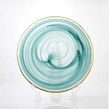 Green Frosted With Gold Rim Glass Dish Plates