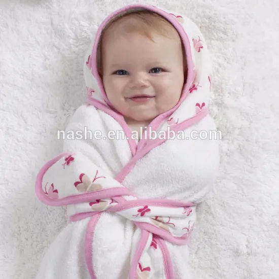 Organic cotton muslin double 2-layer hooded baby bath towel blanket