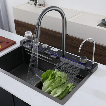 Edelstahl -Fabrik -Wasserfall -Spülbecken mit Tasse Waschmaschine