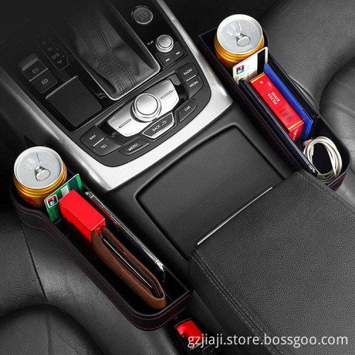 Universal Leather Car Seat Gap Filler Organizer with Cup Holder