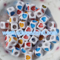7MM Rainbow Heart Cube Beads Spacer Loose Beads Jewelry Making
