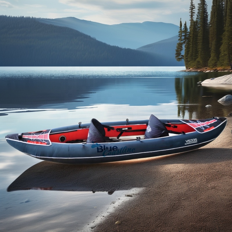 4m Length Inflatable Kayak for Fishing with Nylon Cover and Fabric PVC Bottom