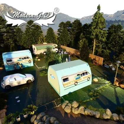 Flat-roofed cottage car camp Creative Motel customizes prefabricated homes