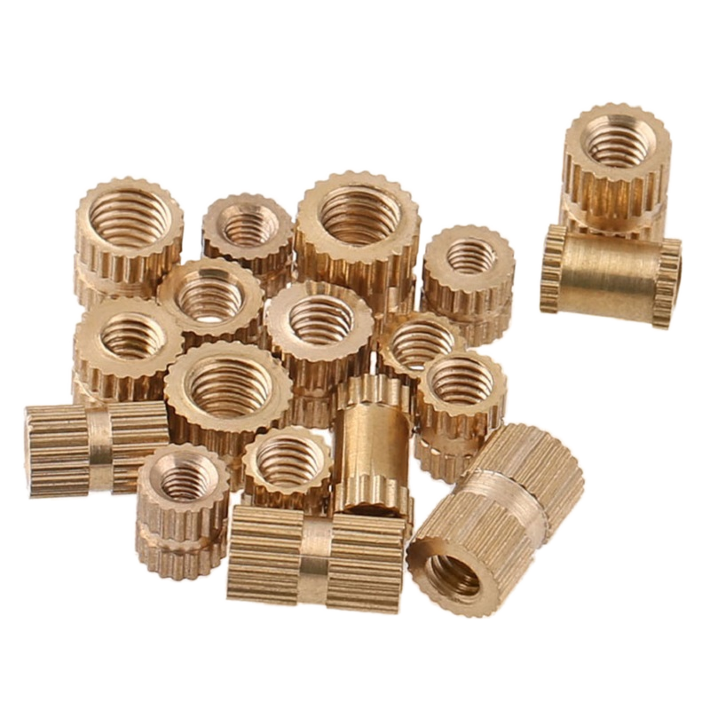 Brass Female Threaded Inserts M2-M6 Press Nut with Flat Head Ultrasonic and Heat-treated Knurled Nuts for Mining Hex Nut Type