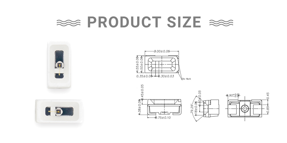 Size of 3015IRC-140L14I100 Infrared LED 1450nm 1400nm IR Side View LED