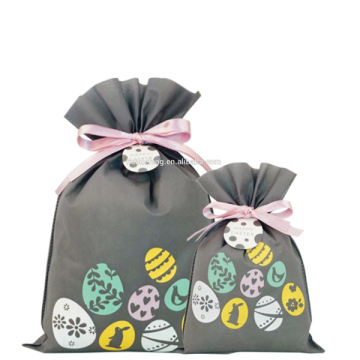 Eggs Grey Vlies Drawstring Easter Gift Bag