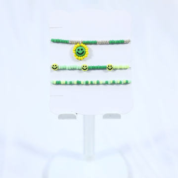 Creative hand beading with 10MM green smiley face