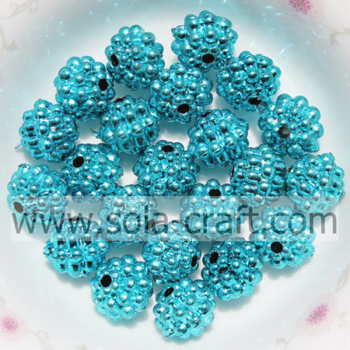 Perles métalliques décoratives en plastique de couleur turquoise assorties de 10 mm