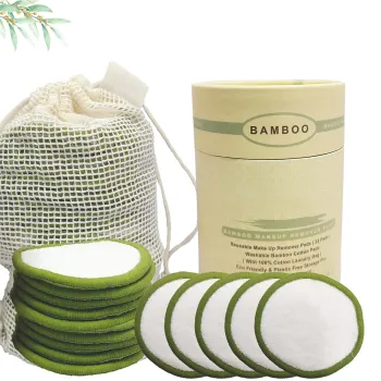 Eco-Friendly Reusable Bamboo Cotton Makeup Remover Pads with Laundry Bag & Storage Pot