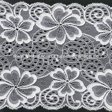 Lace Trim, Made of 90% Nylon and 10% Spandex, Various Colors Available