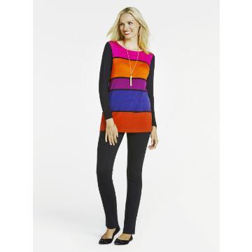 F/LENGTH BLACK OTTOMAN INSERT PONTE PANT