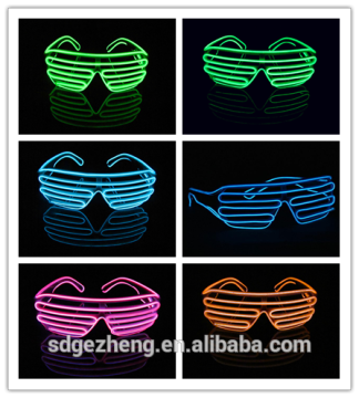 Factory price shutter type crazy funny el wire framed glasses with CE ROHS approval