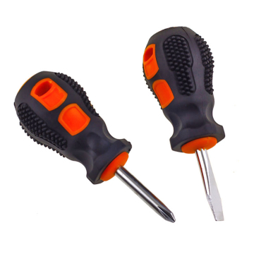 Chrome Vanadium Steel Cr-V Bits Cross Phillips Ph2 Flat Slotted 6mm Stubby Screwdriver with Short Handle