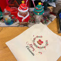 Bolsa de algodón de patrón de Navidad con logotipo personalizado