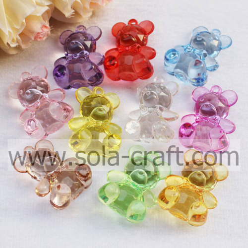Transparent Lovely Artificial Bear-shaped Bead Pendant for Key Chain 