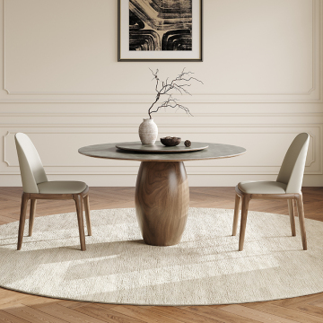 Modern Simple 6-Piece Dining Table and Chair Set with Black Walnut Wood