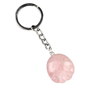 Rose Quartz Foot Keychain 22x25mm Children Feet Palm Feet Stone Pendant Key Accessories