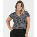 Tryckta Stripe Plus Size toppar och blus