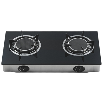 black tempered glass infrared double burner gas stove