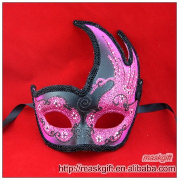 Party mask handcraft black with hot pink mask wholesale