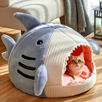 Shark-Shaped Kennel Kitten Bed - MOFESIPI Cat Mat Warm Soft Comfortable Hideout
