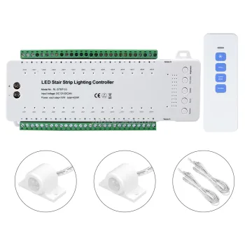 28 Steps LED Stair Controller with Remote & PIR Sensor for Home Staircase (DC12-24V)