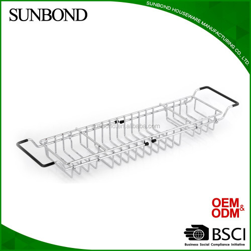 Tub Caddy Extensible chrome bathtub caddy rack,shower tray tub caddy Manufactory