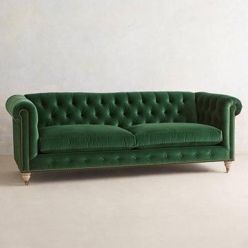 European Vintage Chesterfield Sofa Set - Popular Home Living Room Velvet Fabric Sofa