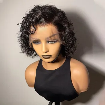 Wholesale Cheap Short Bob Curly Wig Vendors Brazilian 100% Virgin Transparent Full Lace Front Pixie Cut Human Hair Wigs