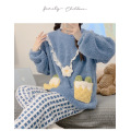 Kvinnors plysch runda nacke pullover pyjamas