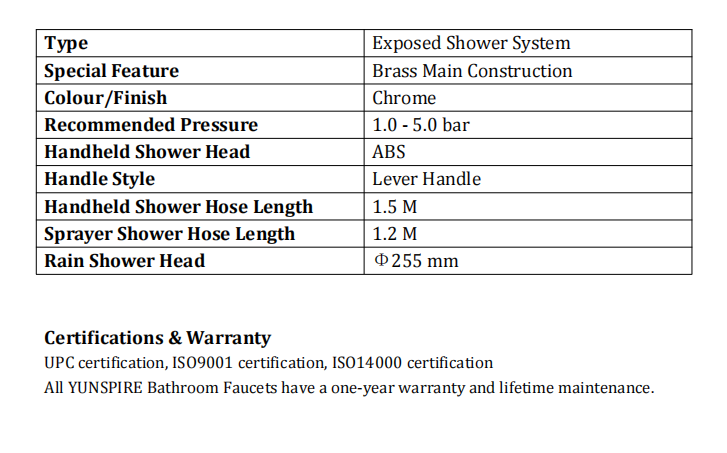 chrome shower system