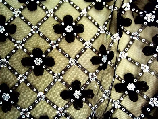 Pan flower embroidery warp knit fabrics