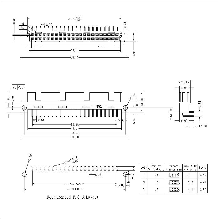 DFR-XX-XXX-207 DIN41612 Right Angle Female Type Q Connectors-Inversed 44 Positions