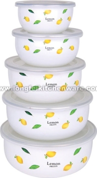 5PCS Storage Bowl Conical Shape With Plastic Cover Decor