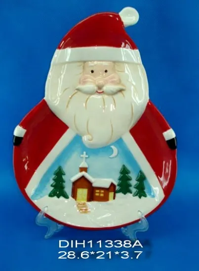 Hand-Painted Ceramic Santa Cookie Plate