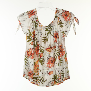 Blusa corta de viscosa estampada