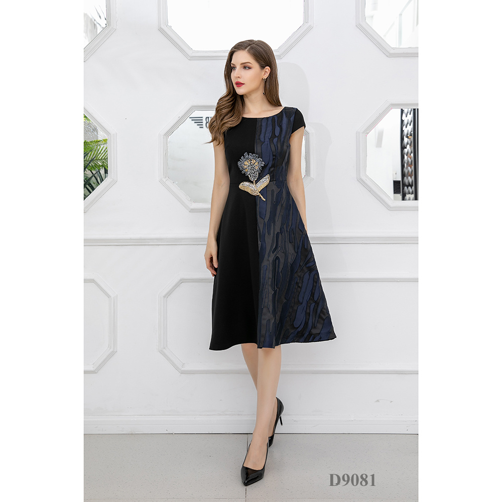 Wholesale Formal Prom Short Sleeve A Line Elegant Black Women Evening Dresses