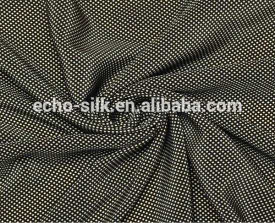 printed white and black check silk, silk crepe material fabric