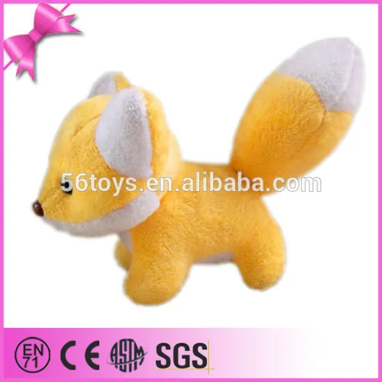 Office decoration cute yellow plush fox wholesale